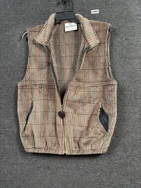 WindRiver Vest Mens Large Brown Plaid Polartec Fleece Zip Pockets Made Canada